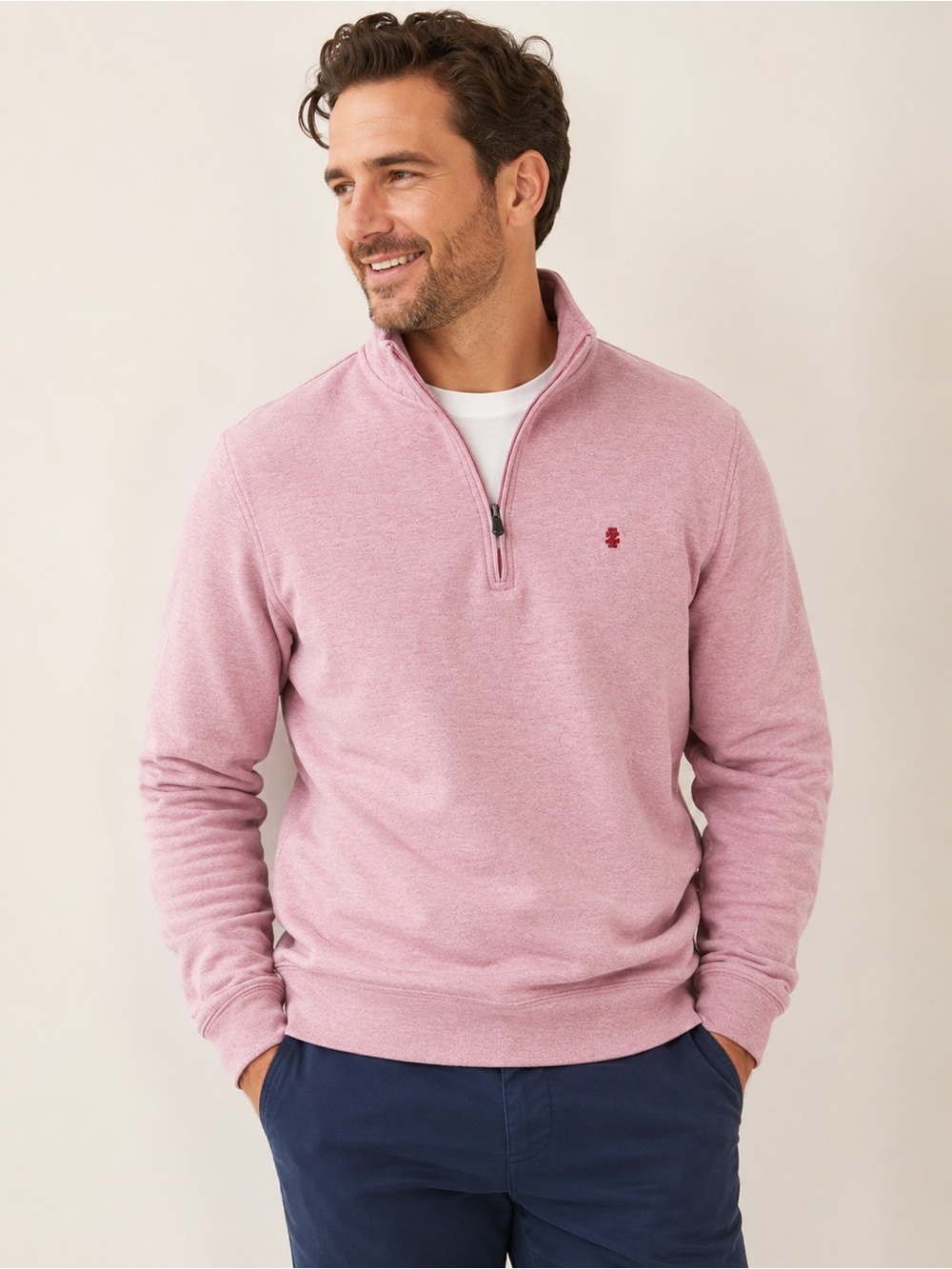 IZOD mens 1/4 zip pullover Red Wine sz XL preppy work wear